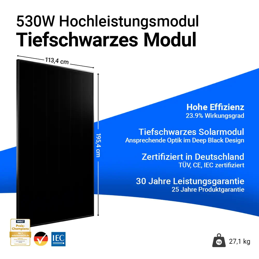 AIKO Solar 530W Glas-Glas Full Black Modul AIKO-A530-MCE60Db Neostar 3S+60 Einzelmodul