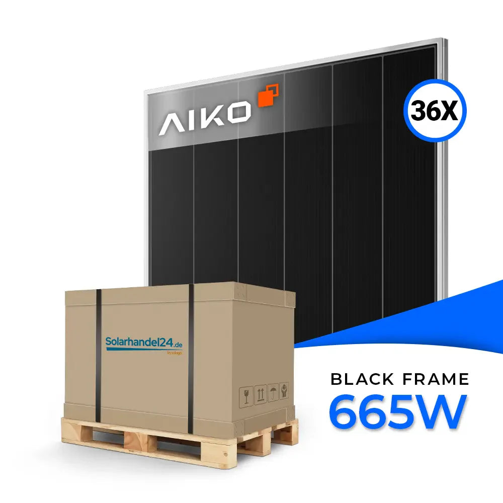 AIKO Solar 665W Glas-Glas Silver Frame Modul AIKO-A665-MDE72Dw Stellar 3N+72 Palette (36 Stk.)