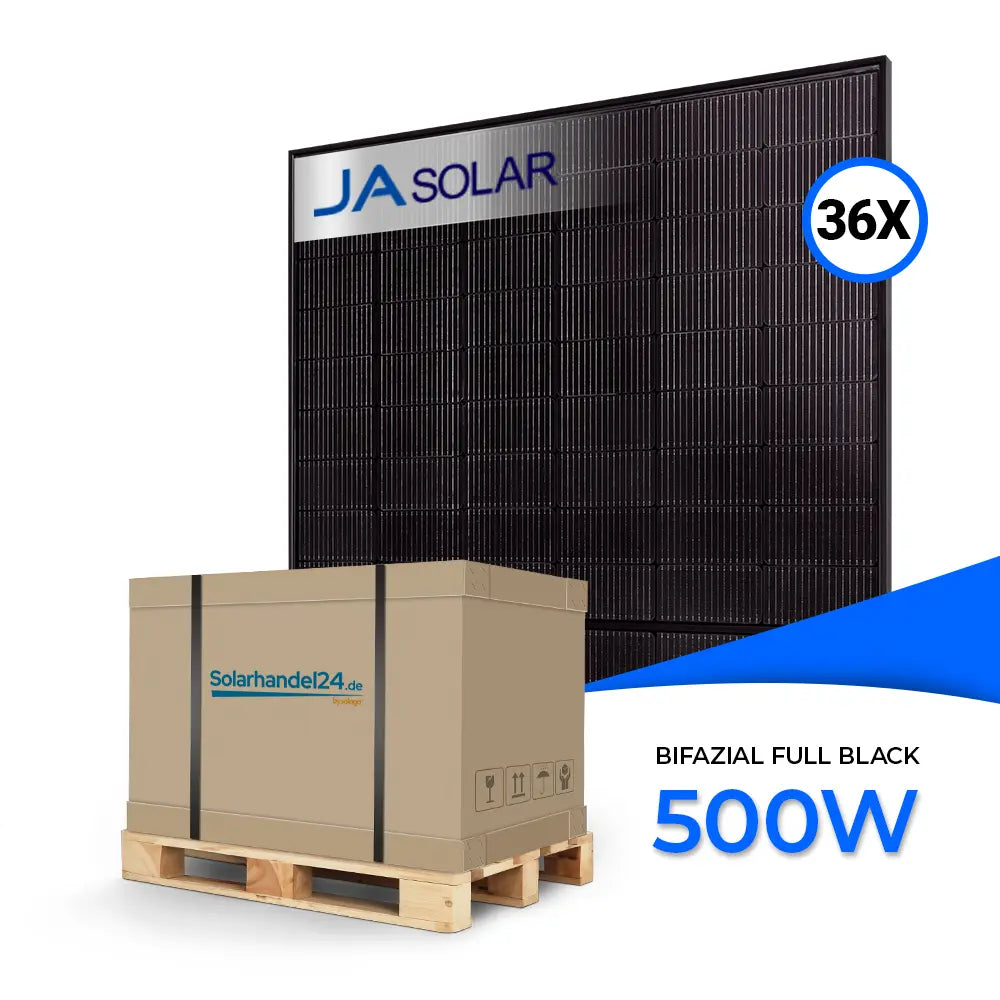 Ja Solar 500W Bifazial Glas-Glas Full Black JAM60D41 LB Palette (36 Stk.)