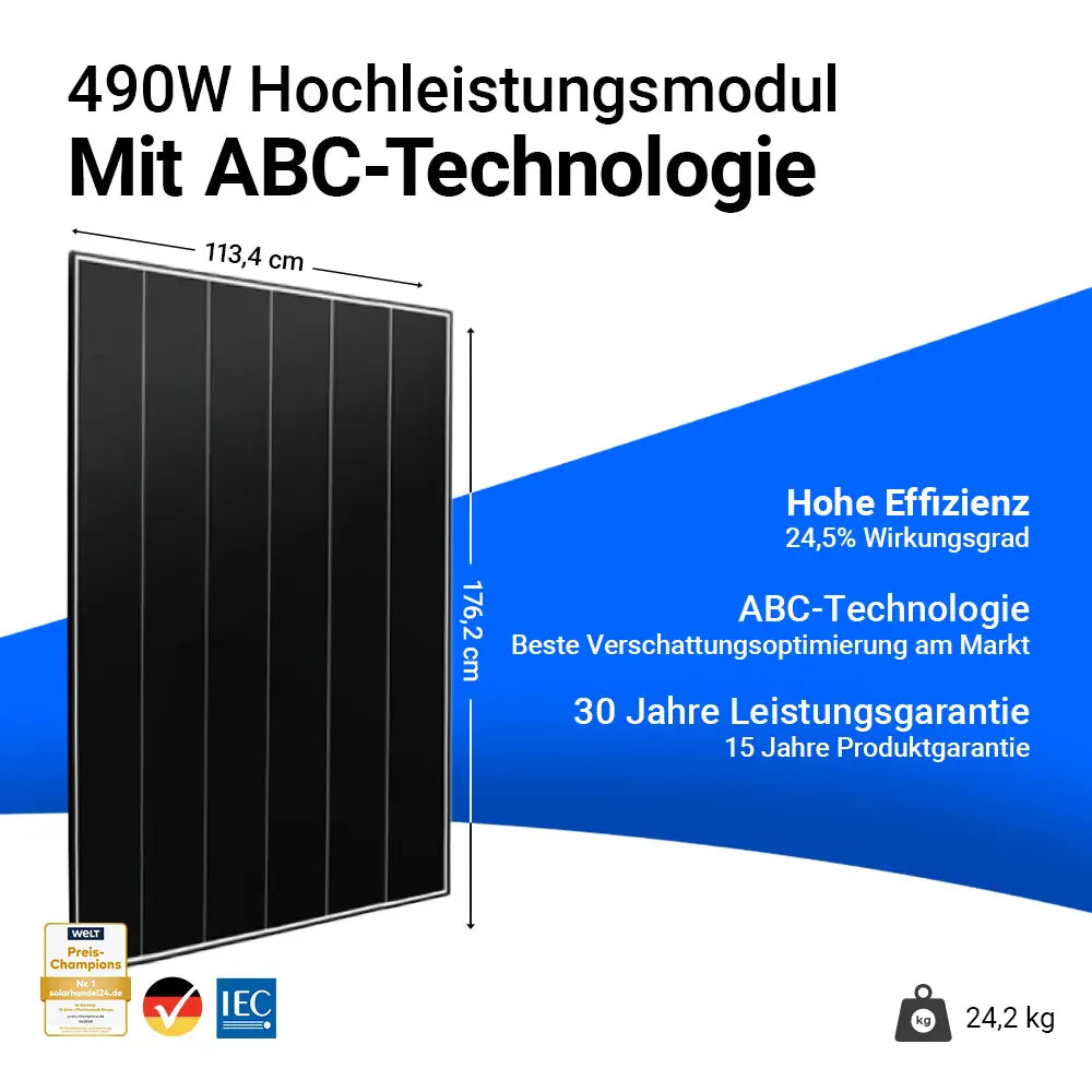 AIKO Solar 490W Black Frame Dual Glass A490-MCE54Dw 3P+54 Einzelmodul