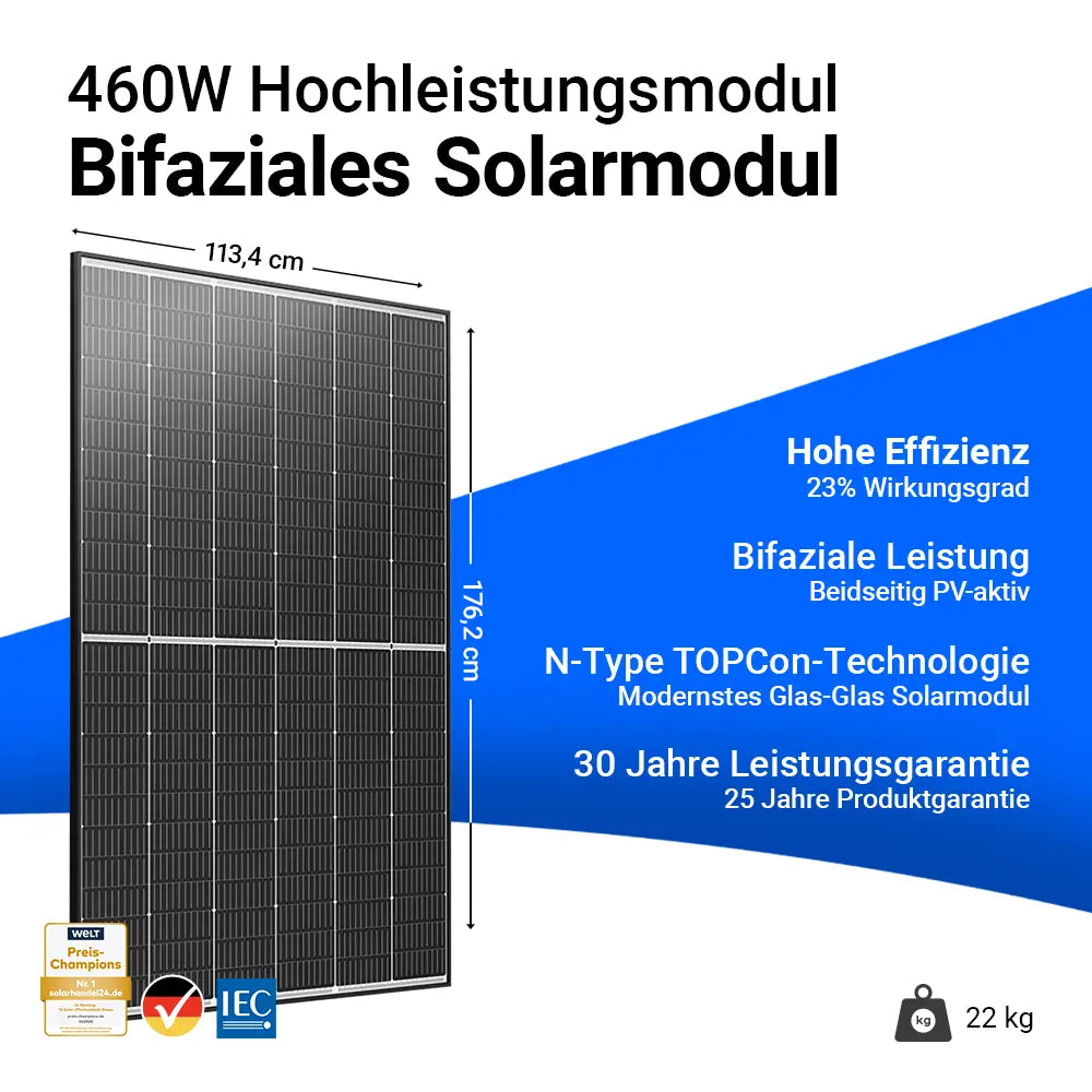 Ja Solar 460W Bifazial Glas-Glas Black Frame JAM54D40 Palette (36 Stk.)