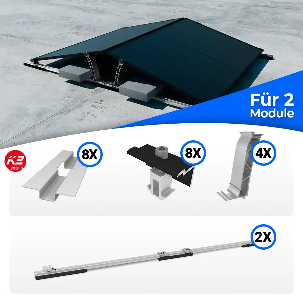K2 Systems Flachdach Ost/West D-Dome Montageset für 2 Module