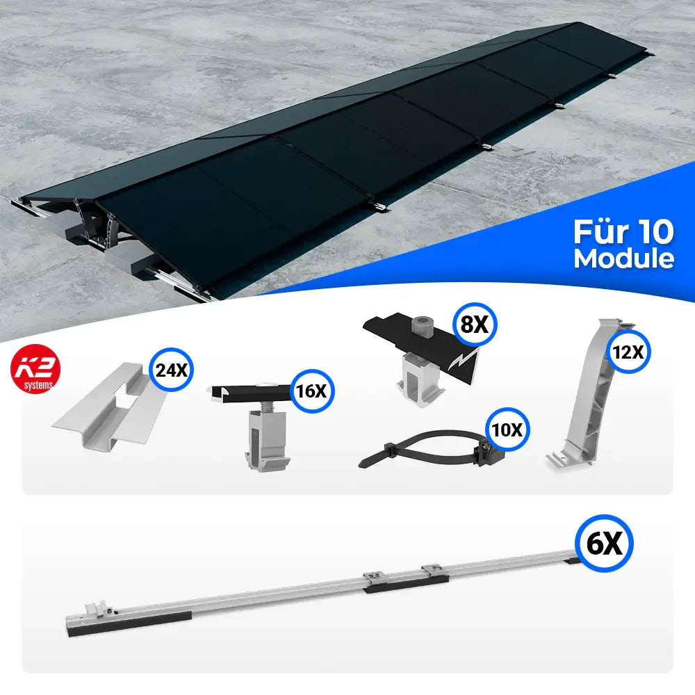 K2 Systems Flachdach Ost/West D-Dome Montageset für 10 Module