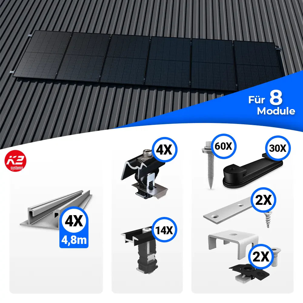 K2 Systems Trapezblech Montageset für 8 Module