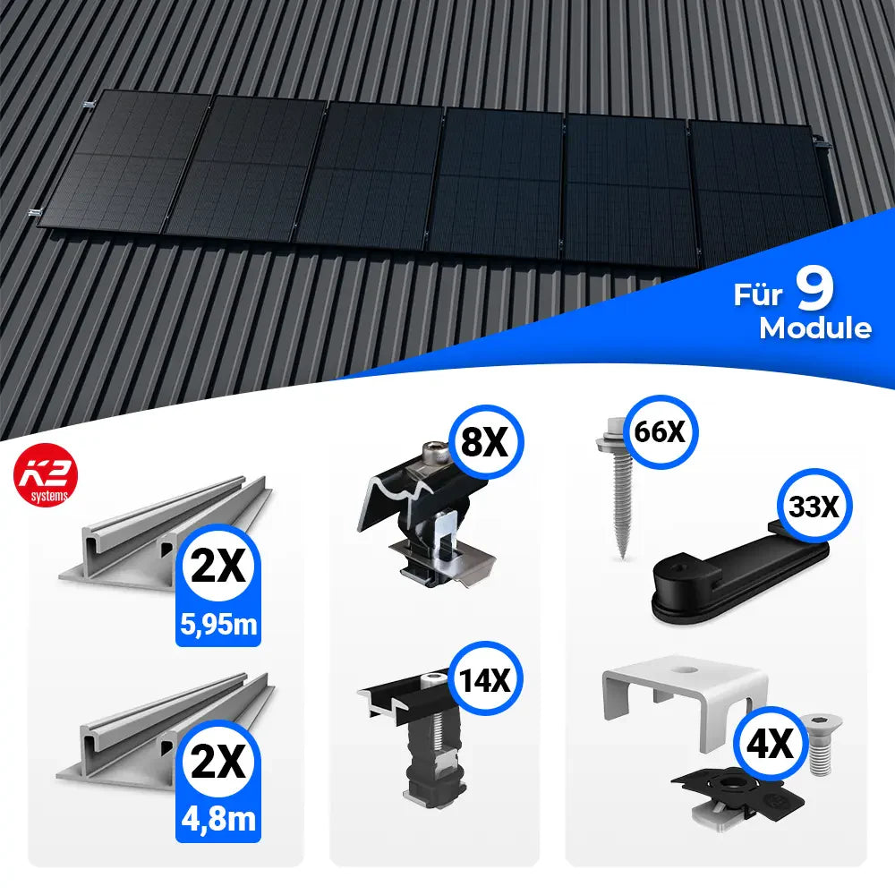 K2 Systems Trapezblech Montageset für 9 Module