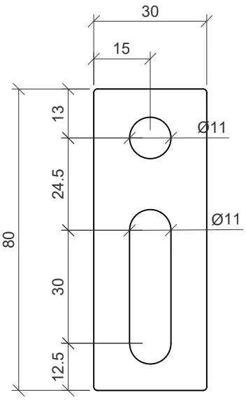Adapterblech aus Edelstahl für Stockschrauben für M10