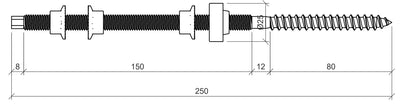 Stockschraube mit Dichtung M10, 250 mm