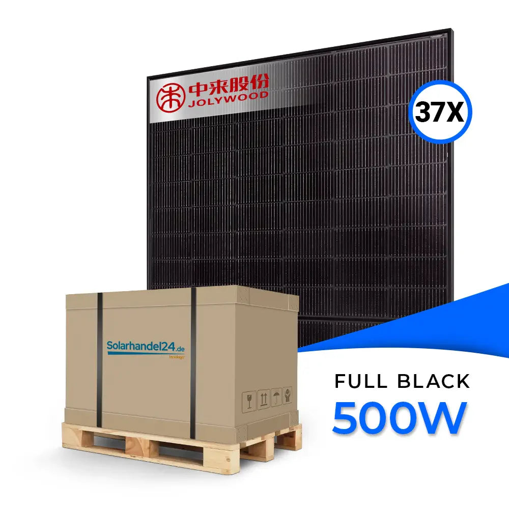 Jolywood JW-HD108N-R2 500W Bifazial Glas-Glas Full Black Modul Palette (37 Stk.)