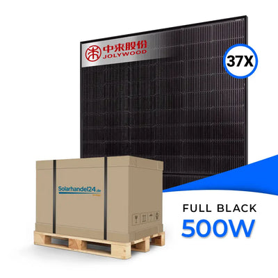 Jolywood JW-HD108N-R2 500W Bifazial Glas-Glas Full Black Modul Palette (37 Stk.)