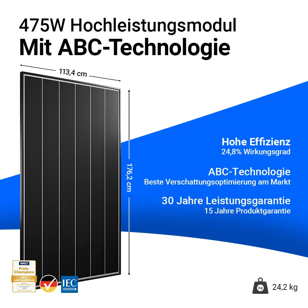 AIKO Solar 475W Glas-Glas Black Frame Modul AIKO-A475-MCE54Dw Neostar 3P+54 Einzelmodul