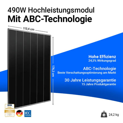 AIKO Solar 490W Black Frame Dual Glass A490-MCE54Dw 3P+54 Einzelmodul