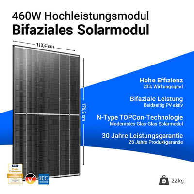 Ja Solar 460W Bifazial Glas-Glas Black Frame JAM54D40 Palette (36 Stk.)