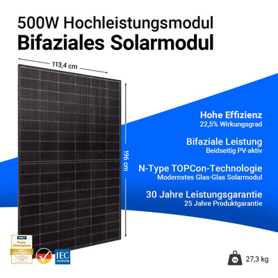 Jolywood JW-HD108N-R2 500W Bifazial Glas-Glas Full Black Modul Einzelmodul