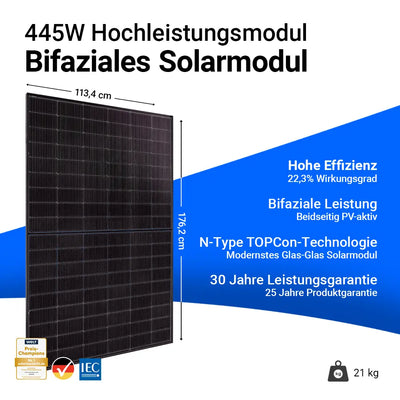 Trina Vertex S+ 445W Bifazial Glas-Glas Full Black TSM-NEG9RC.27 Palette (36 Stk.)