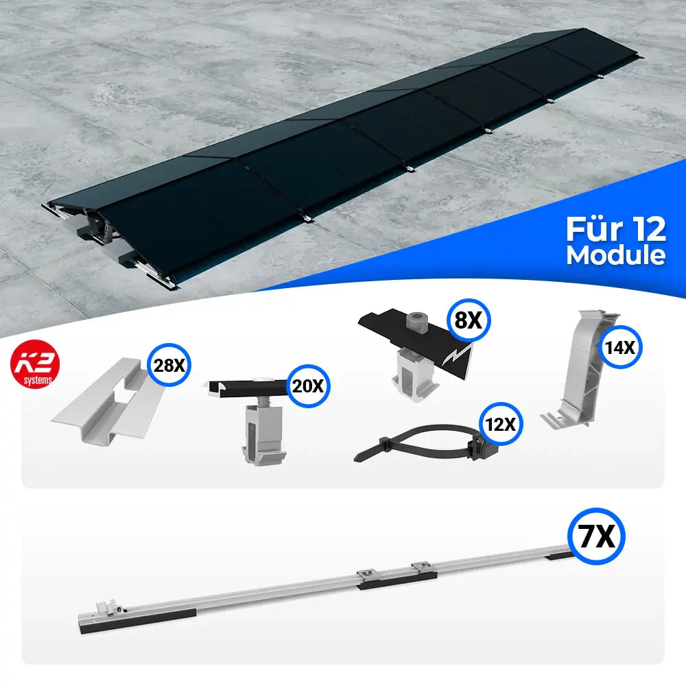 K2 Systems Flachdach Ost/West D-Dome Montageset für 12 Module