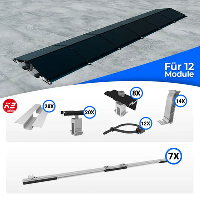 K2 Systems Flachdach Ost/West D-Dome Montageset für 12 Module