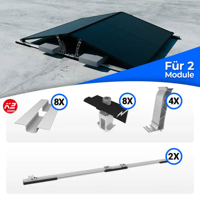 K2 Systems Flachdach Ost/West D-Dome Montageset für 2 Module