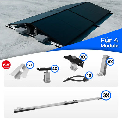 K2 Systems Flachdach Ost/West D-Dome Montageset für 4 Module