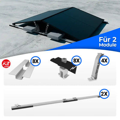 K2 Systems Flachdach Ost/West D-Dome Montageset für 2 Module
