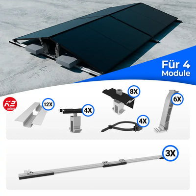 K2 Systems Flachdach Ost/West D-Dome Montageset für 4 Module