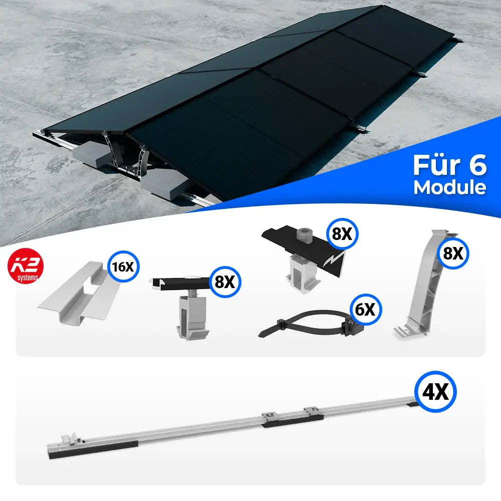 K2 Systems Flachdach Ost/West D-Dome Montageset für 6 Module