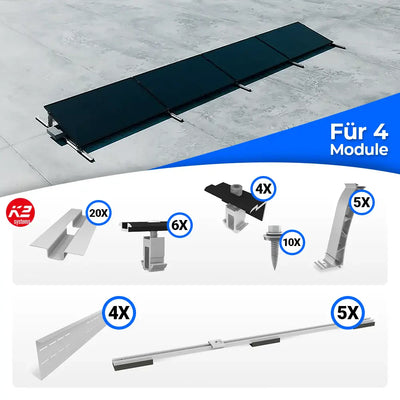 K2 Systems Flachdach S-Dome Montageset für 4 Module