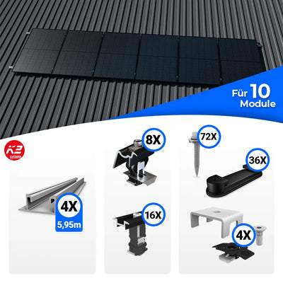 K2 Systems Trapezblech Montageset für 10 Module