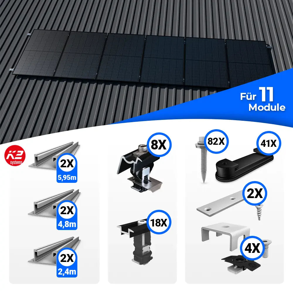 K2 Systems Trapezblech Montageset für 11 Module