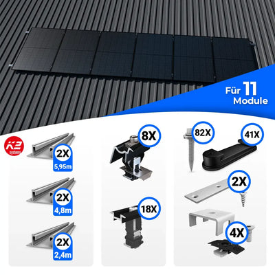 K2 Systems Trapezblech Montageset für 11 Module
