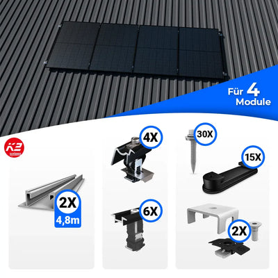 K2 Systems Trapezblech Montageset für 4 Module