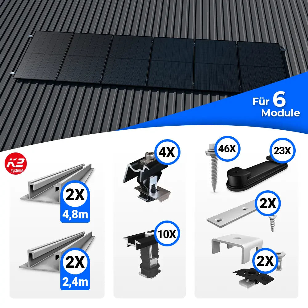K2 Systems Trapezblech Montageset für 6 Module