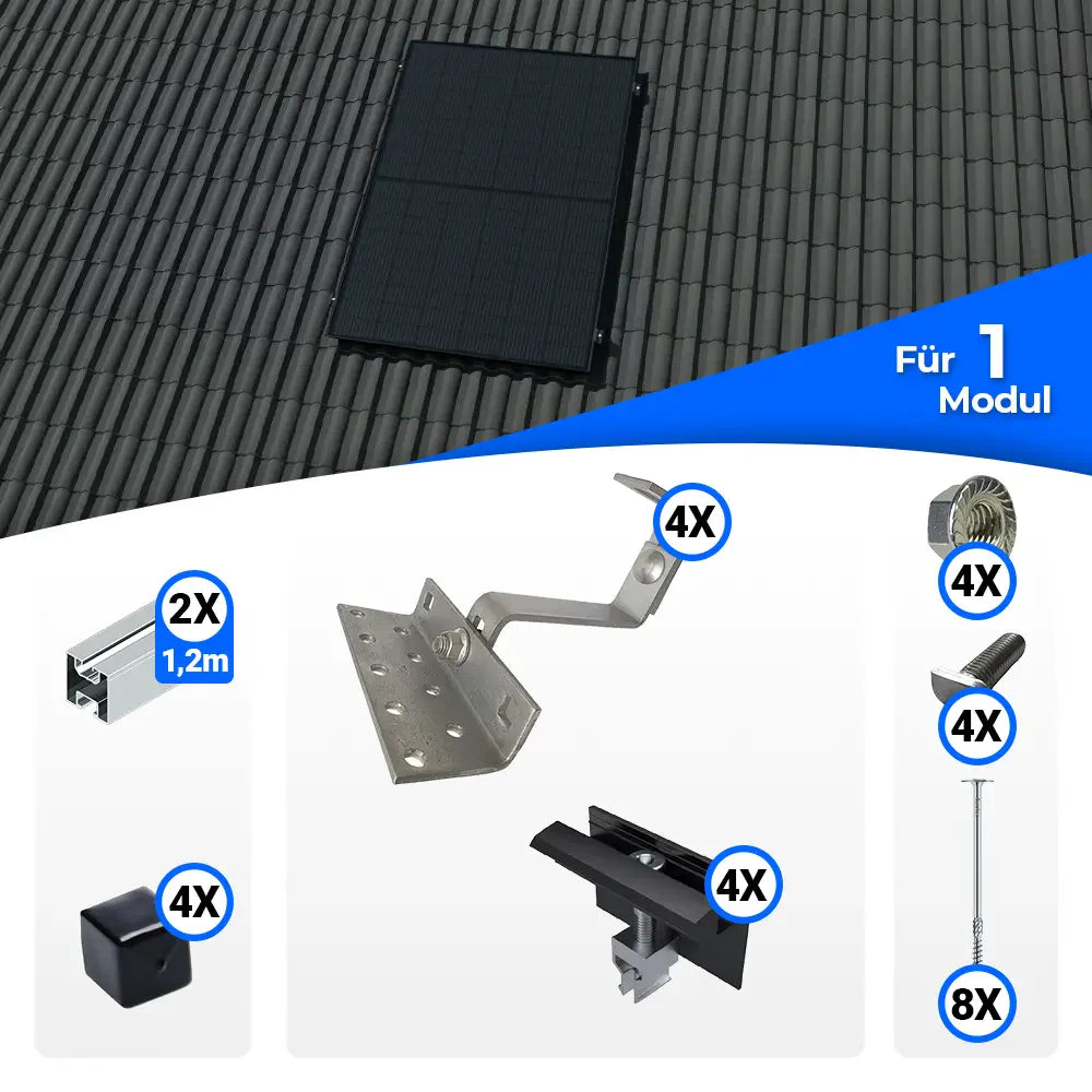 Standard Schrägdach Montageset für 1 Solarmodul
